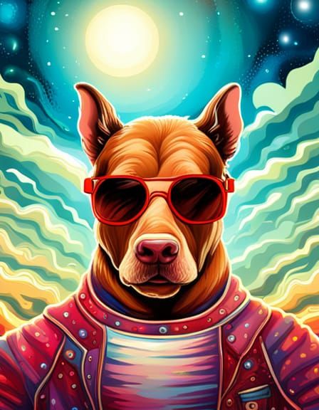 Psychedelic Hippo in Night Sky Graffiti Art