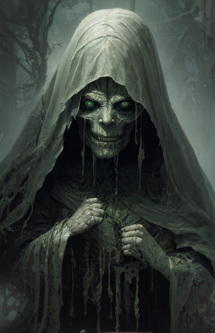 Green Hag Portrait in Macabre Fantasy Style
