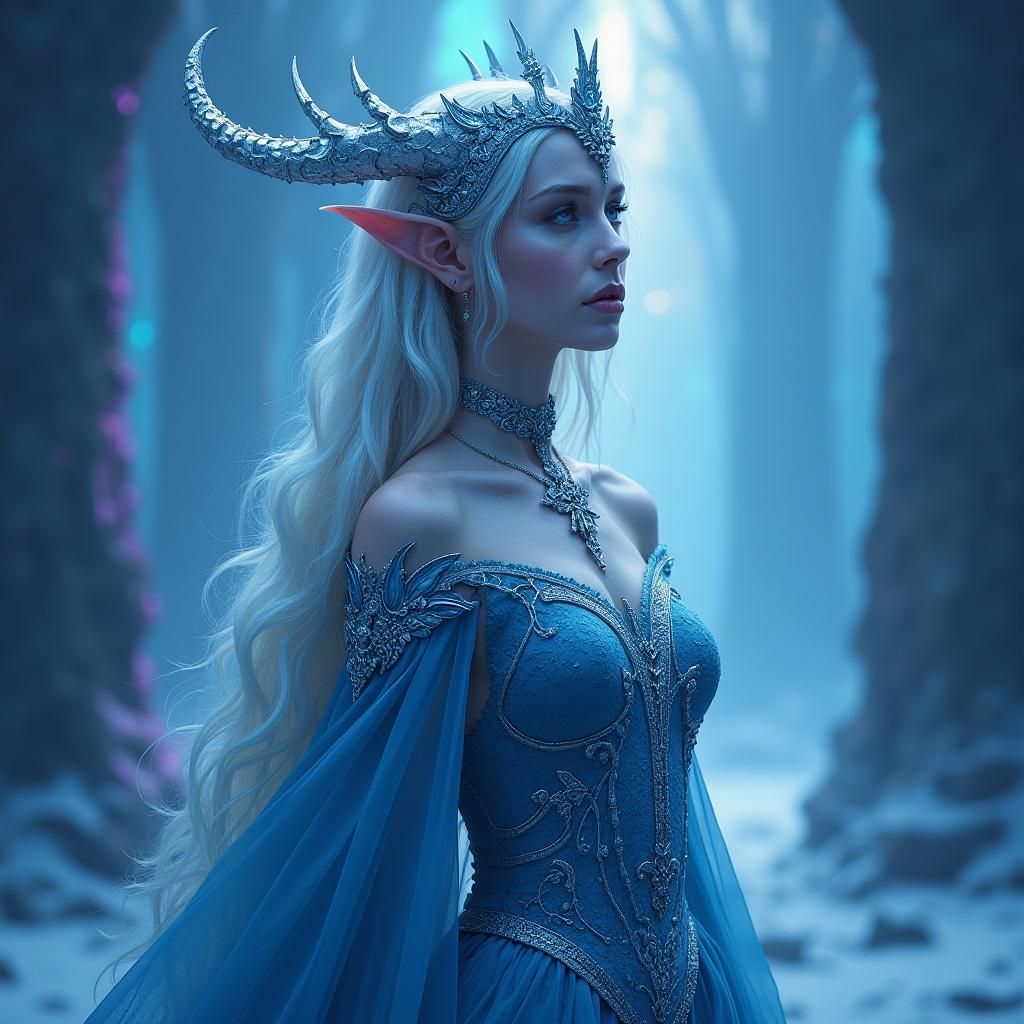Elven Queen in Northern Realm, Dark Fantasy Style