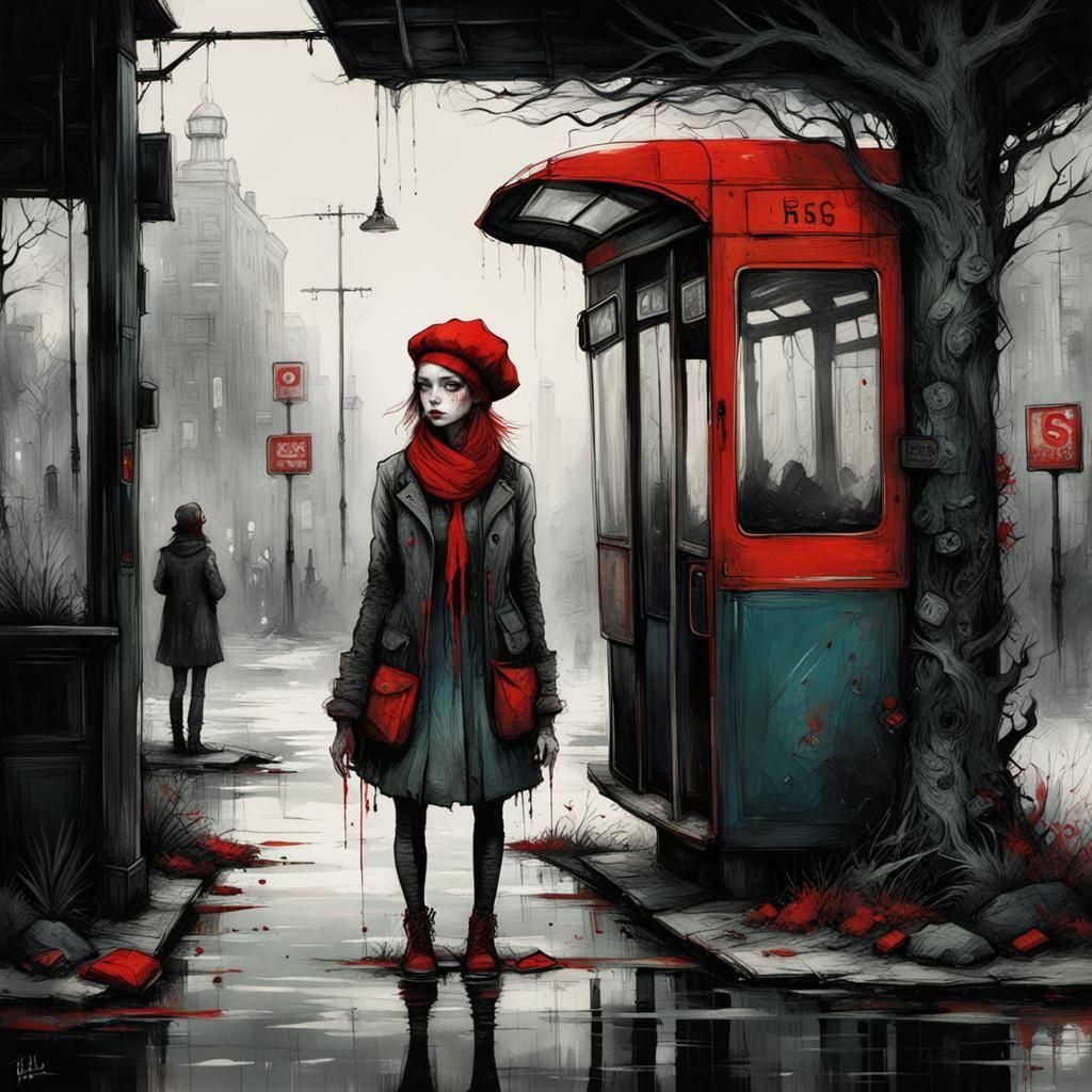 Girl with Red Beret, Digital Illustration
