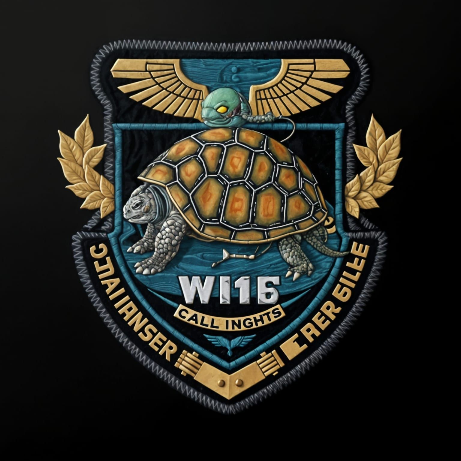 Singing Turtle Sci-Fi Patch in Teal