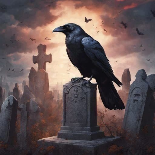 Raven at graveyard