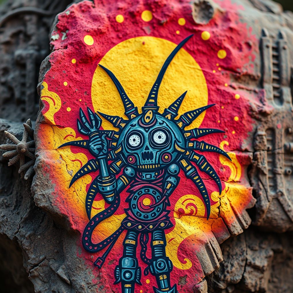 Spiky Tribal Shaman Reveals Glowing Universe in Close-Up