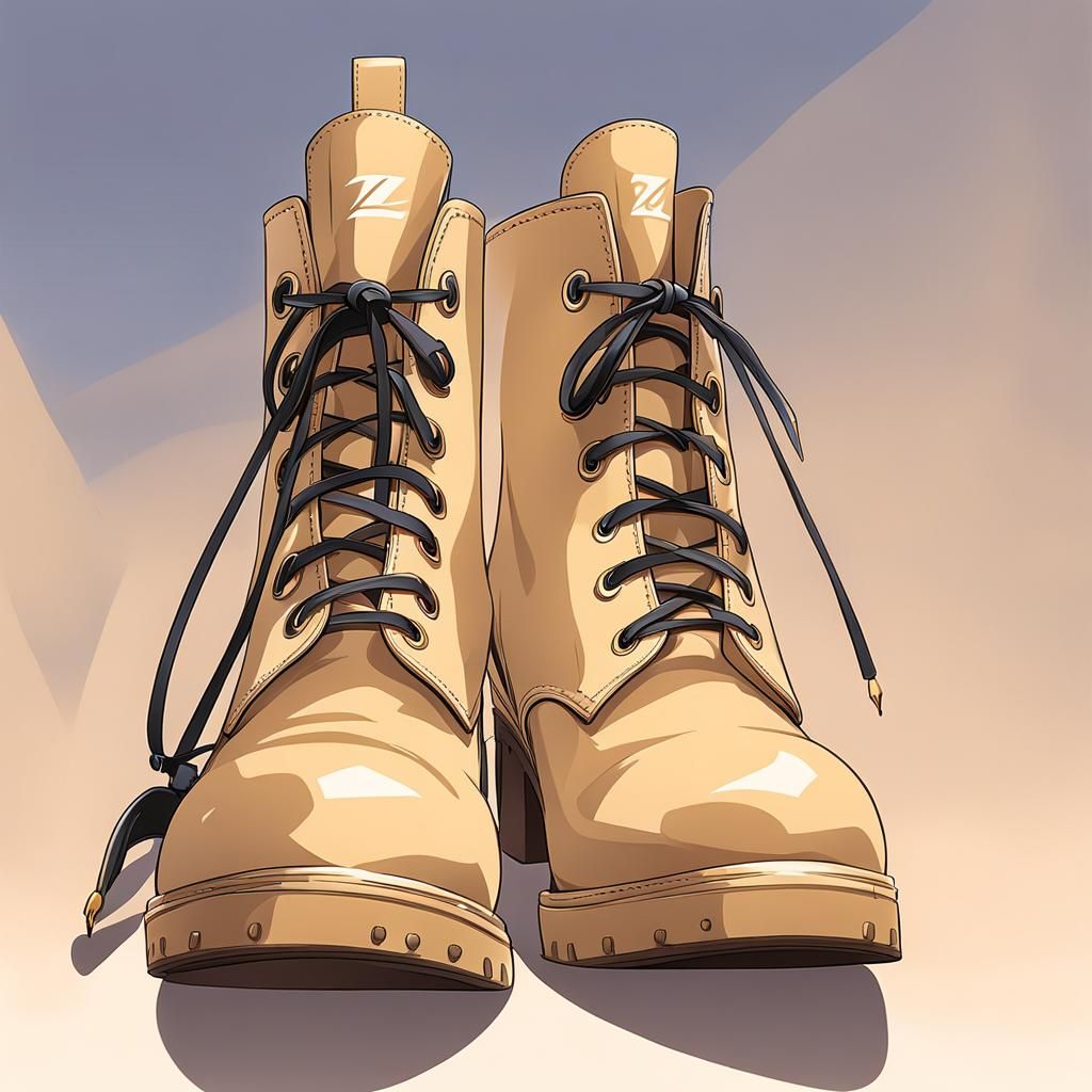 Beige Boots in Anime Key Visual Style