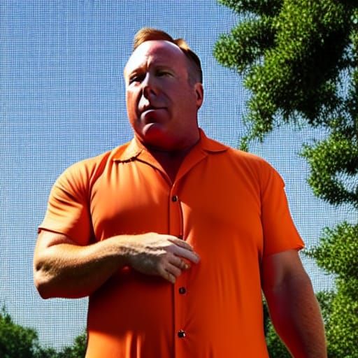 Alex Jones in Orange Jumpsuit: AI-Generated Image