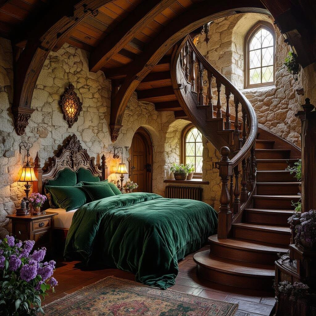 Medieval Cottage Room with Mystical Dusk Light