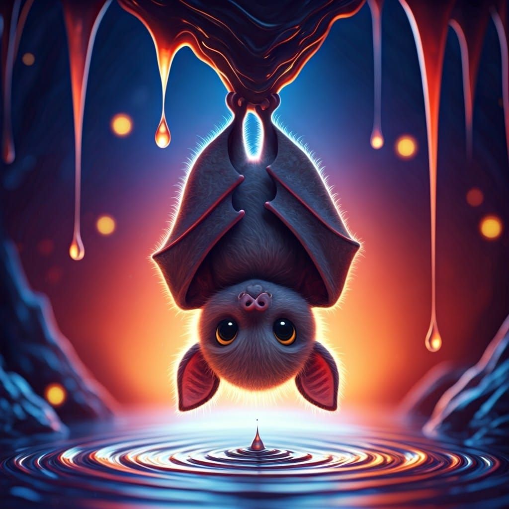 Crocheted Baby Bat in Mystical Cave