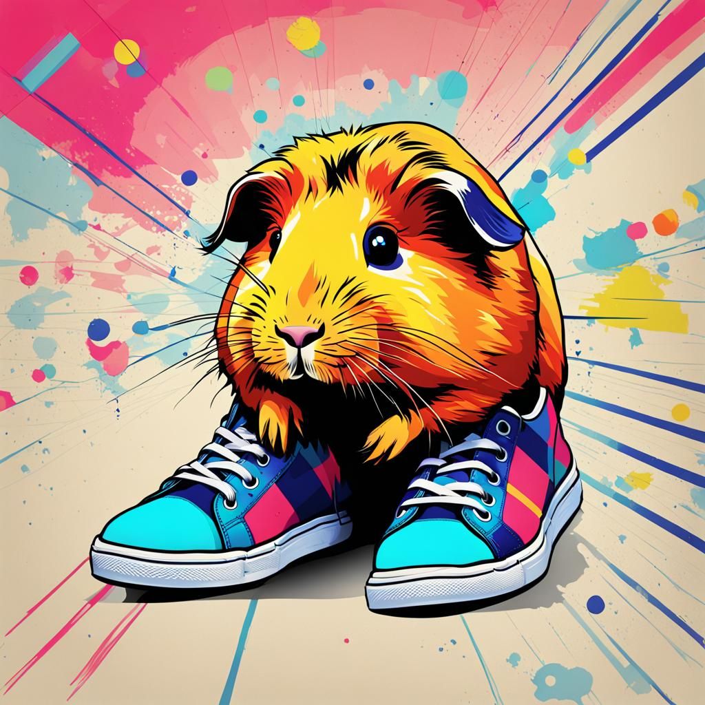Guinea Pig in Jordans: Pop Art Digital Print