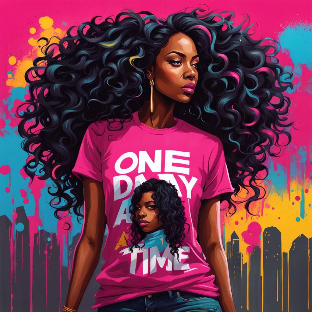 Colorful Graffiti Art of African-American Woman