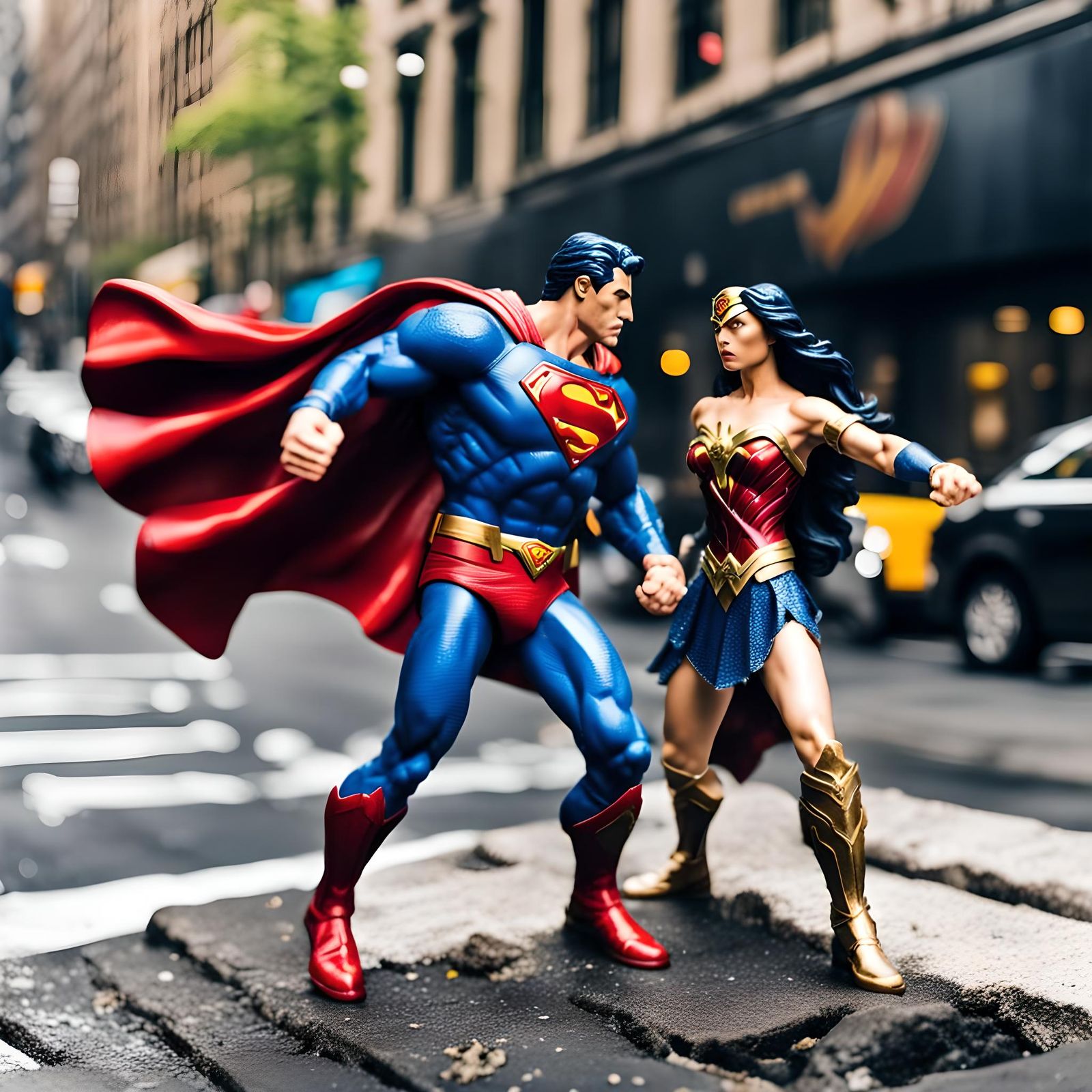 Superman vs Wonder Woman Action Figure Battle