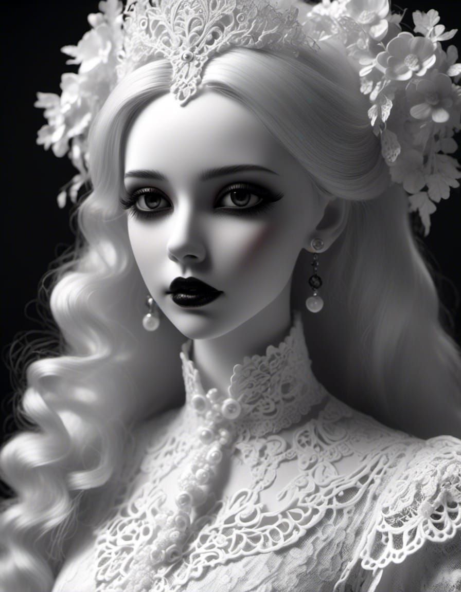 Eerie Porcelain Gothic Woman in 3D Animation