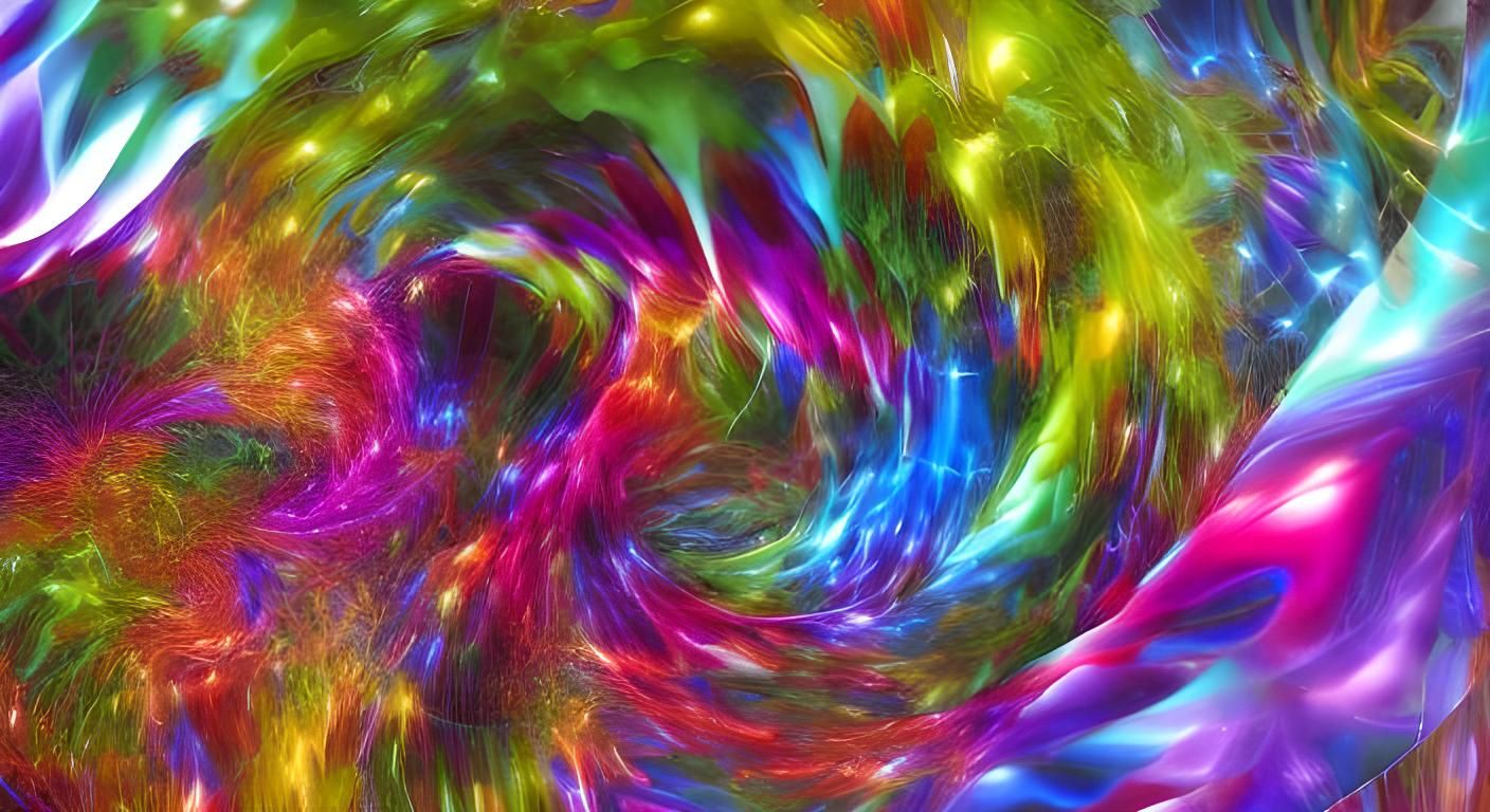 Luminescent Geometric Biomorph in Psychedelic Style