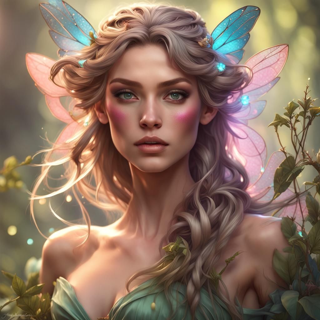Modern Fairy Princess Portrait in Hyperdetailed Style