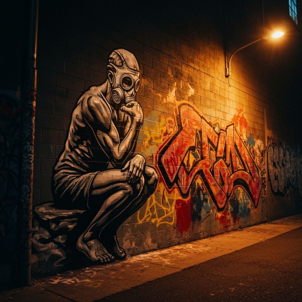 Urban Protest Mural: Freedom in the Dark