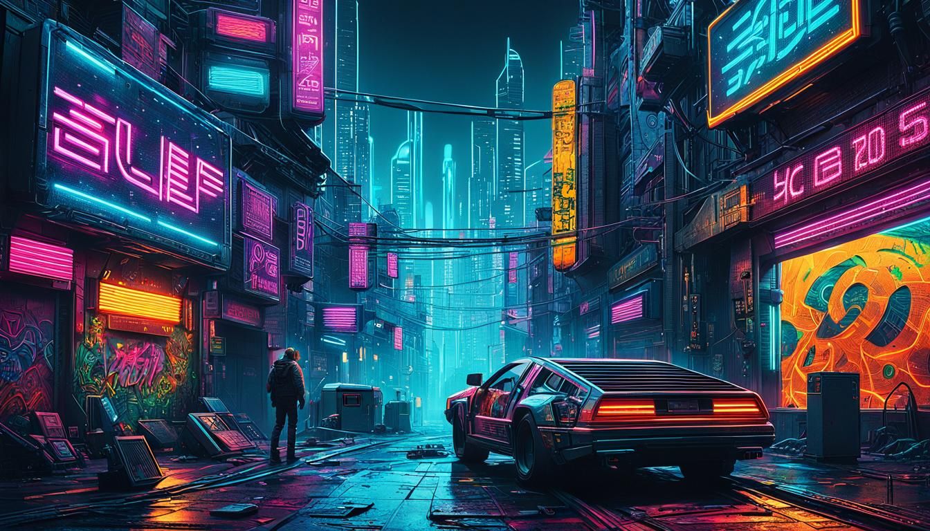 Sci-Fi Movie Poster in Cyberpunk Street Art Style