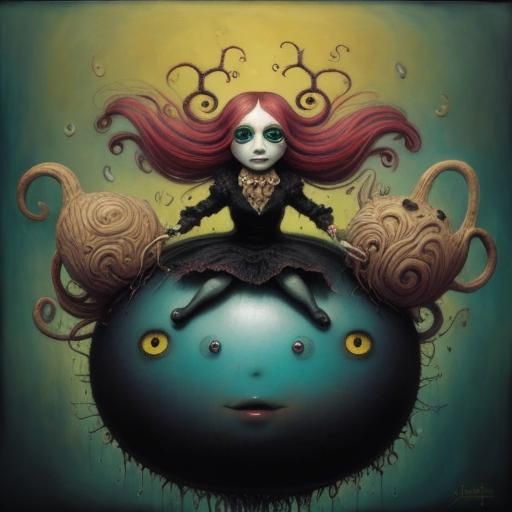 Surreal Body Horror Figure in Vivid Colors