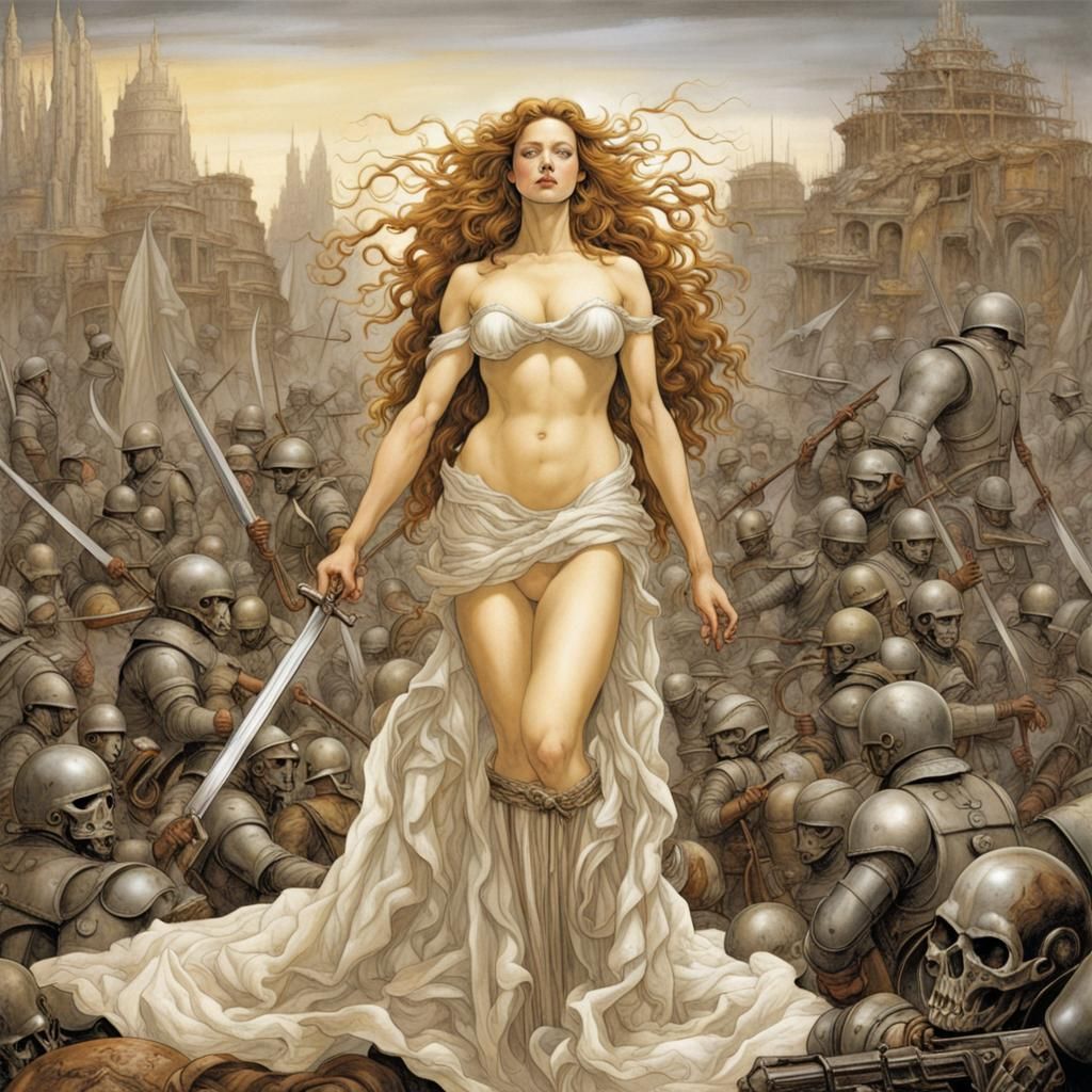 Goddess of Love in Allegorical War Landscape