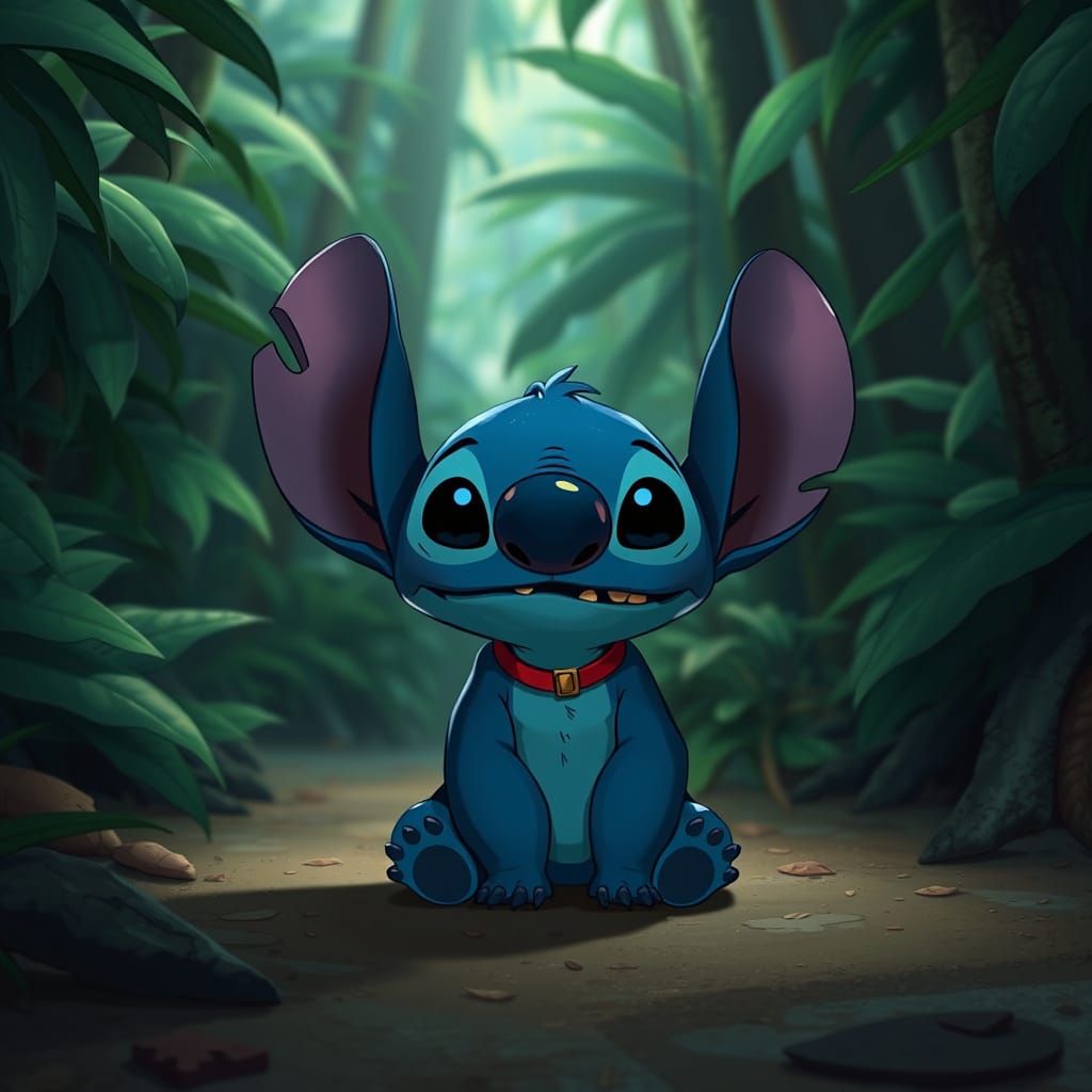 Photorealistic Stitch in Hawaiian Forest