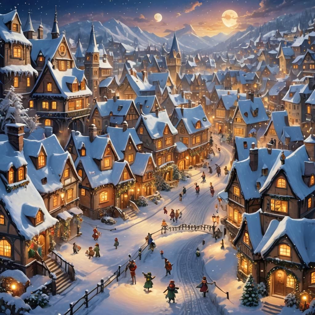 A fairy tale town during the winter