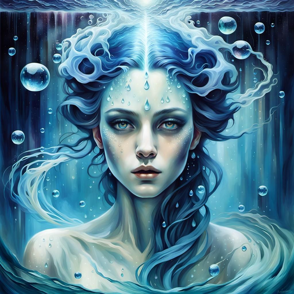 Ethereal Water Spirit Portrait in Fantasy World
