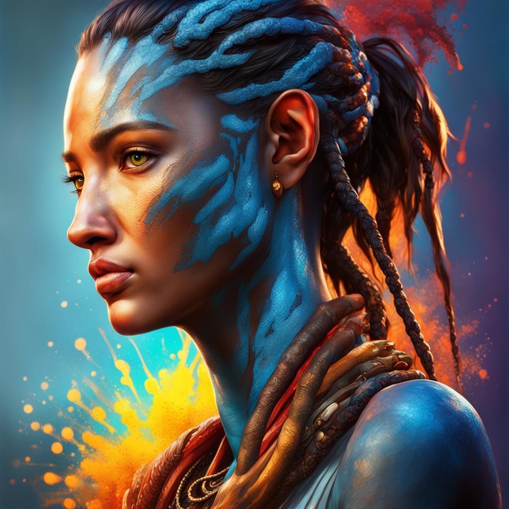 Hyperrealistic Avatar Concept Art with Colorful Depth