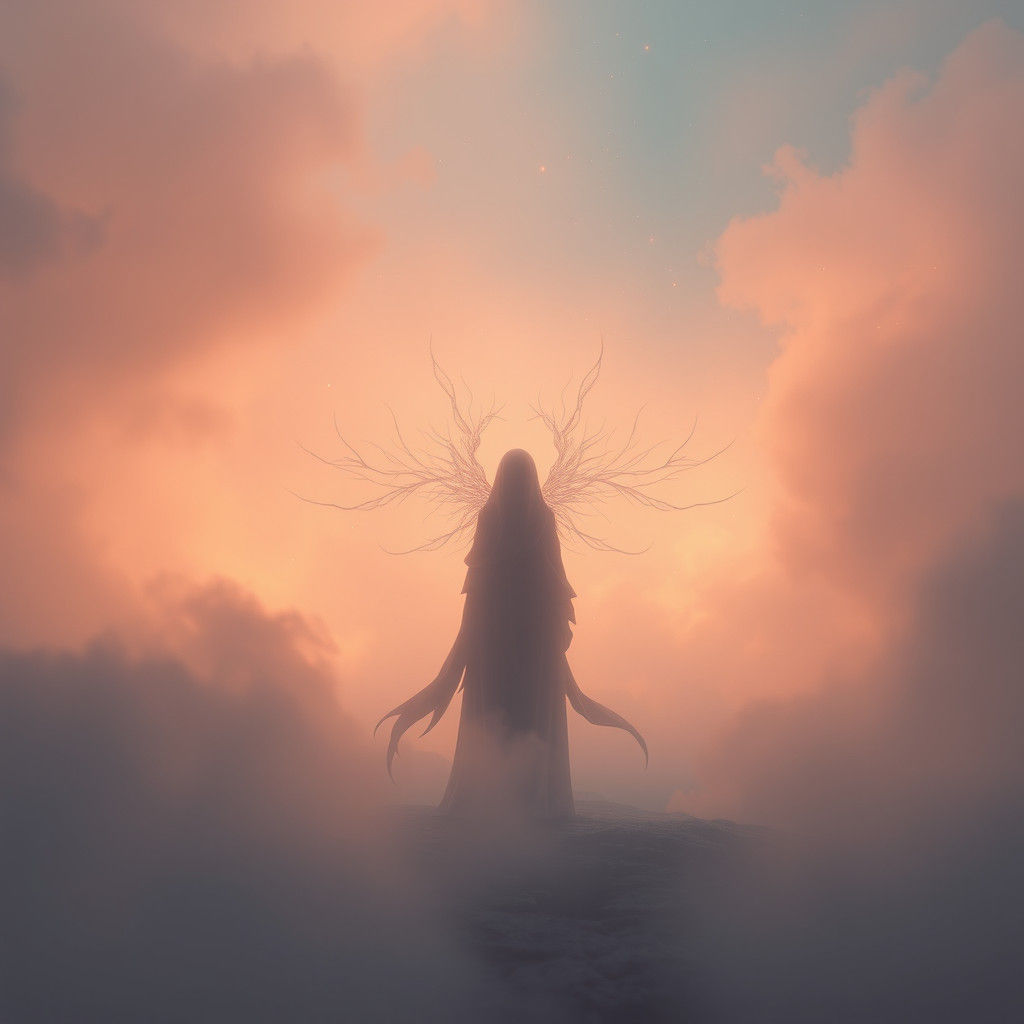 Ethereal Anime Figure in Glowing Mist