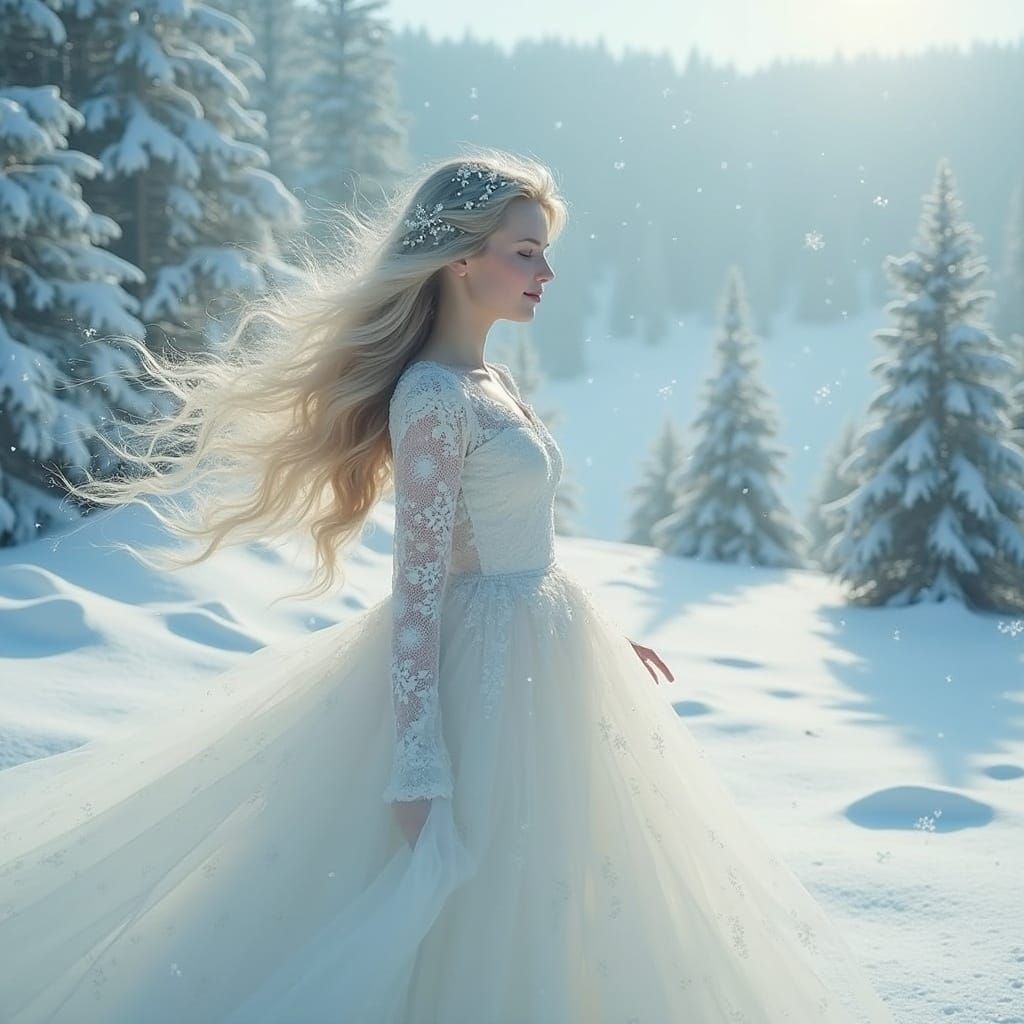 Ethereal Winter Landscape in Soft Realism Style