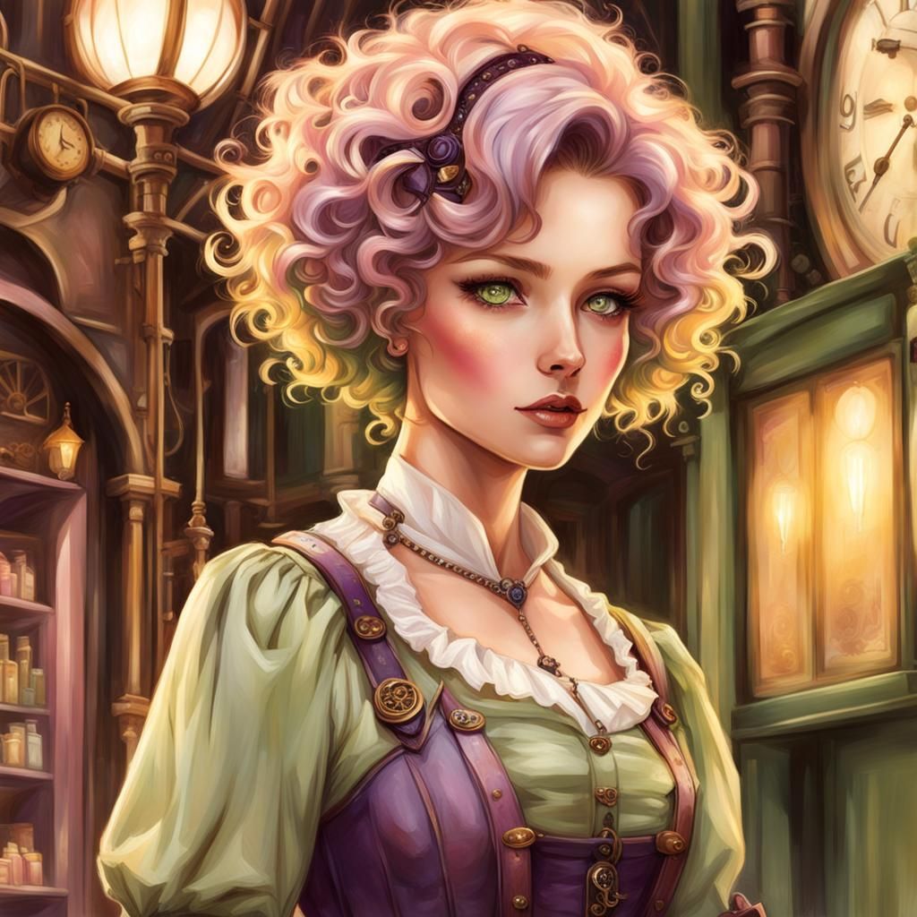 Steampunk Girl in Bagheria with Pastel Colors