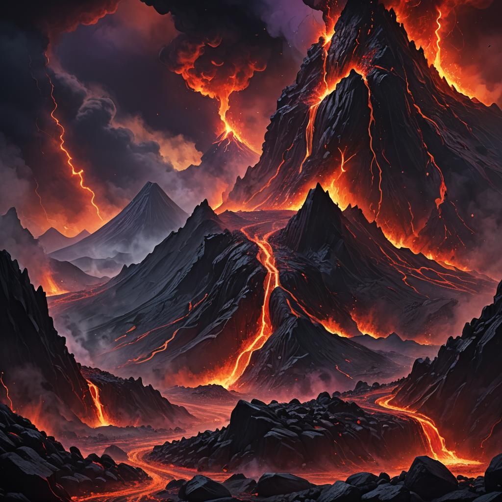 Volcano Eruption in Underworld: Fantasy Concept Art