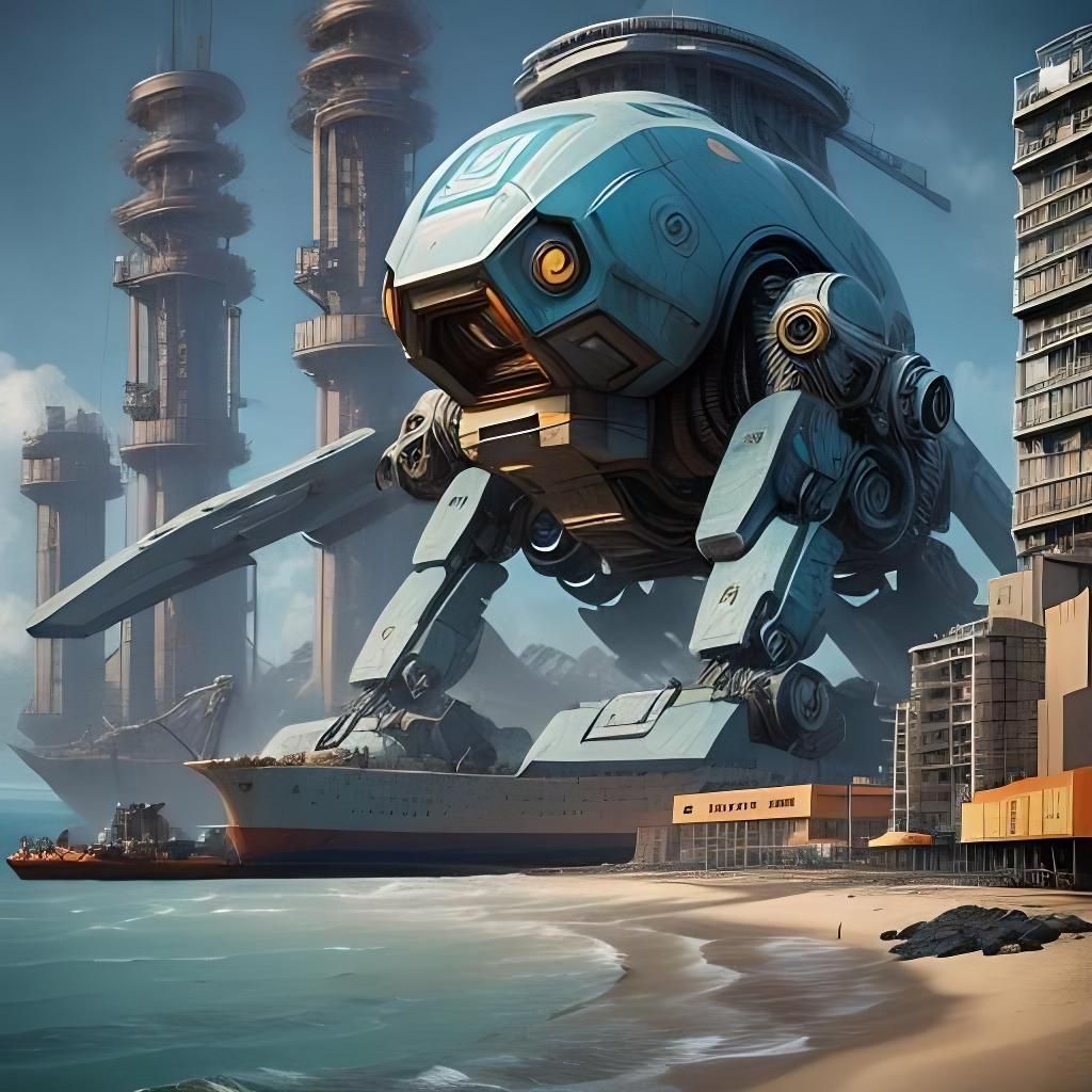 Giant Robot Octopus Construction: Asimov-Inspired Sci-Fi