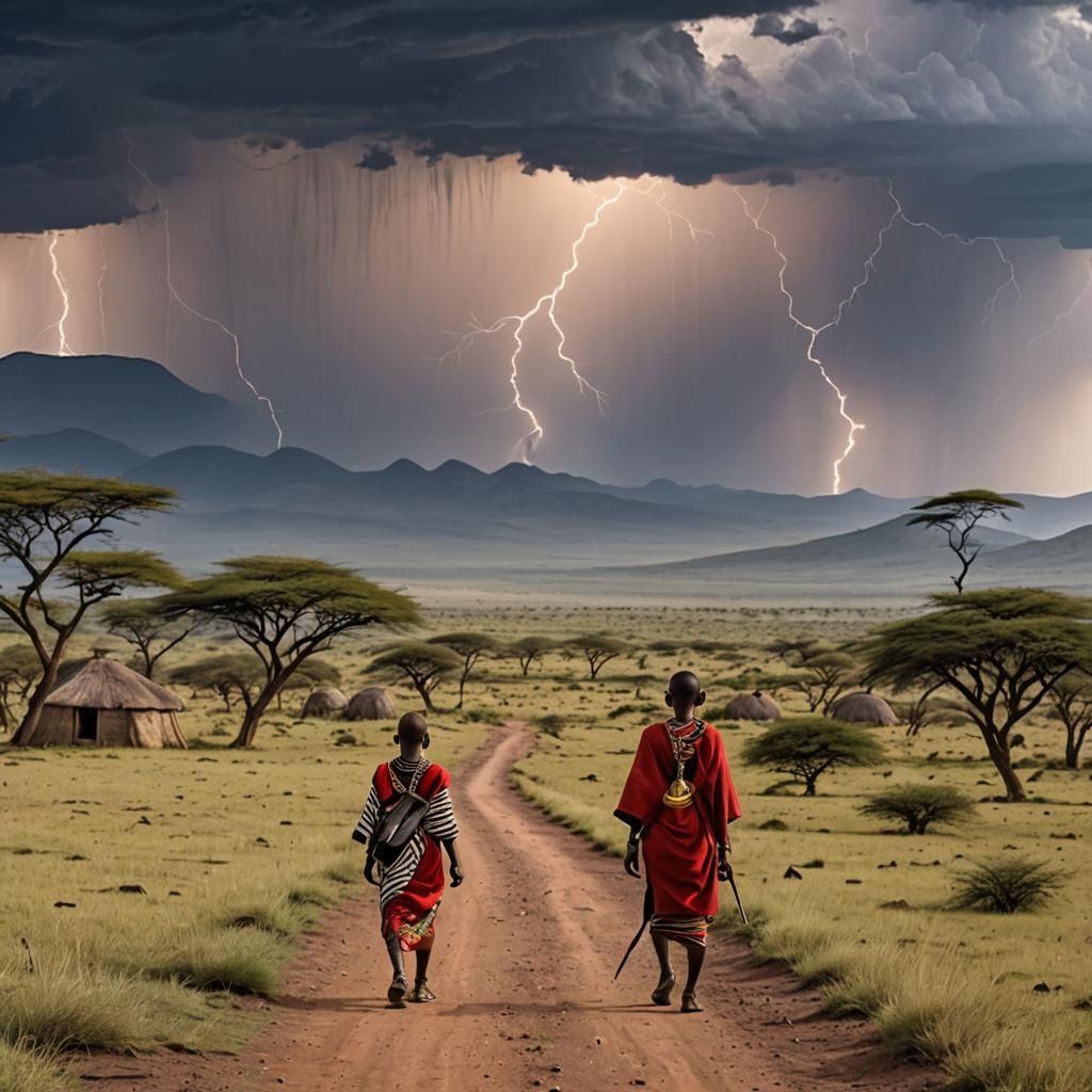 African Savannah: Masai Girl at Sunrise