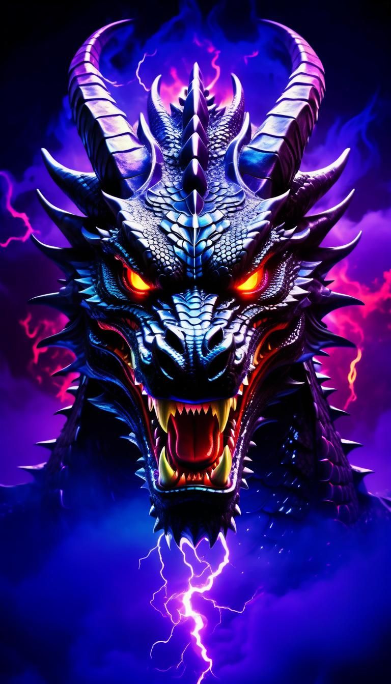 Surreal Black Dragon God of Power