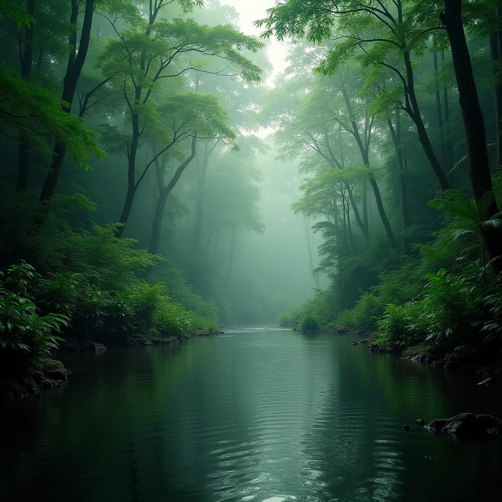 Lush Alien Jungle River by Michael James Smith