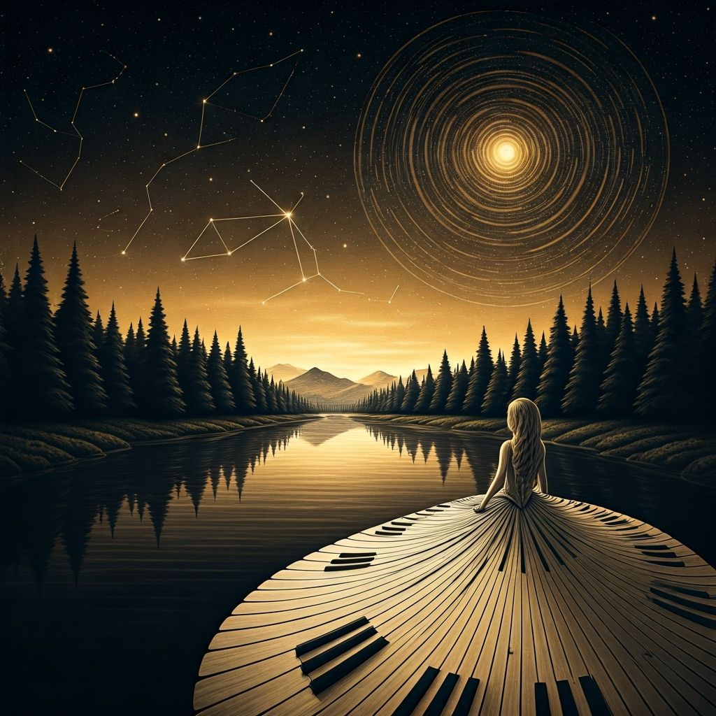 Haunting Starscape with Gold Ink and Watercolor Details