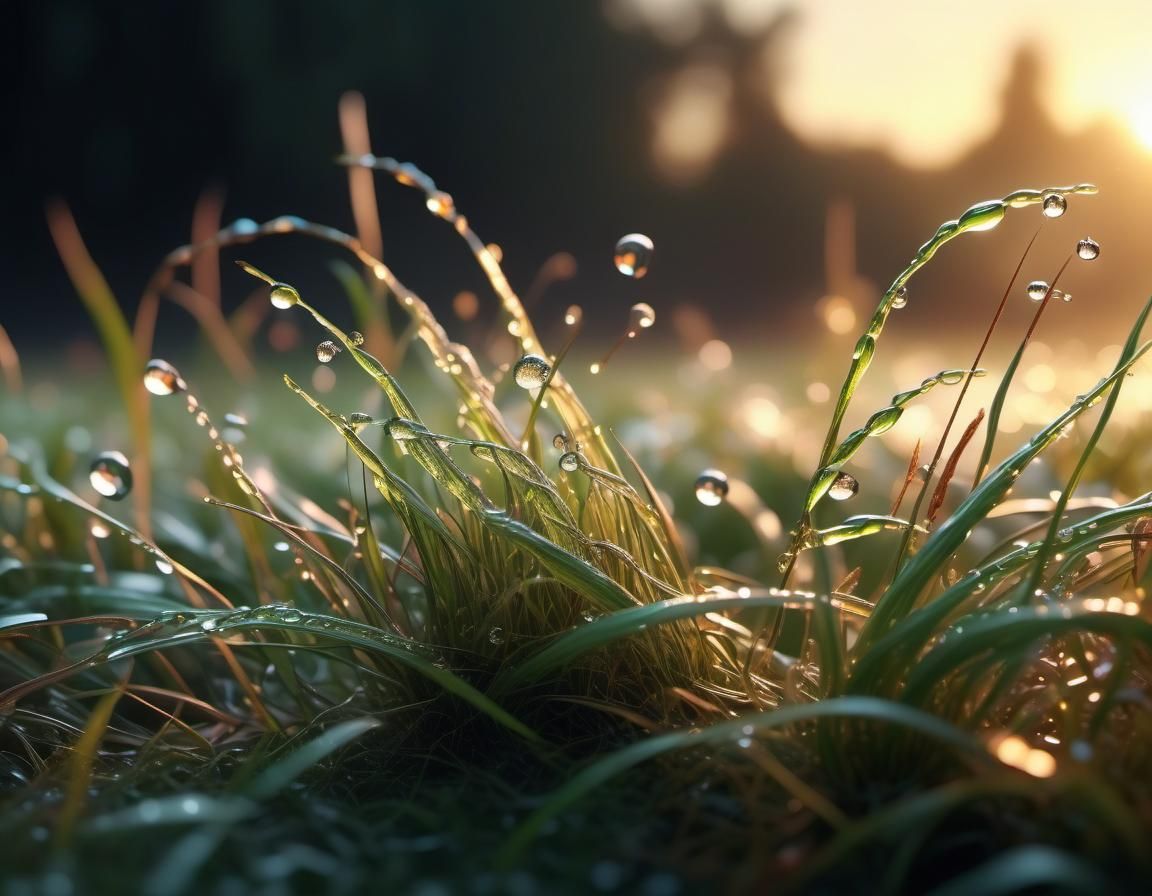 Sunrise Dewdrops in Golden Light