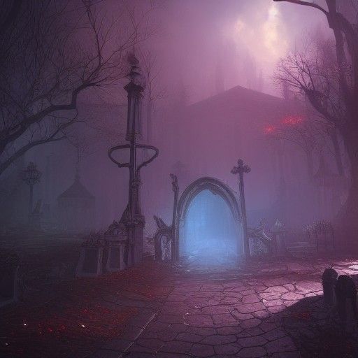 Ghosts in Graveyard: Detailed Matte Painting