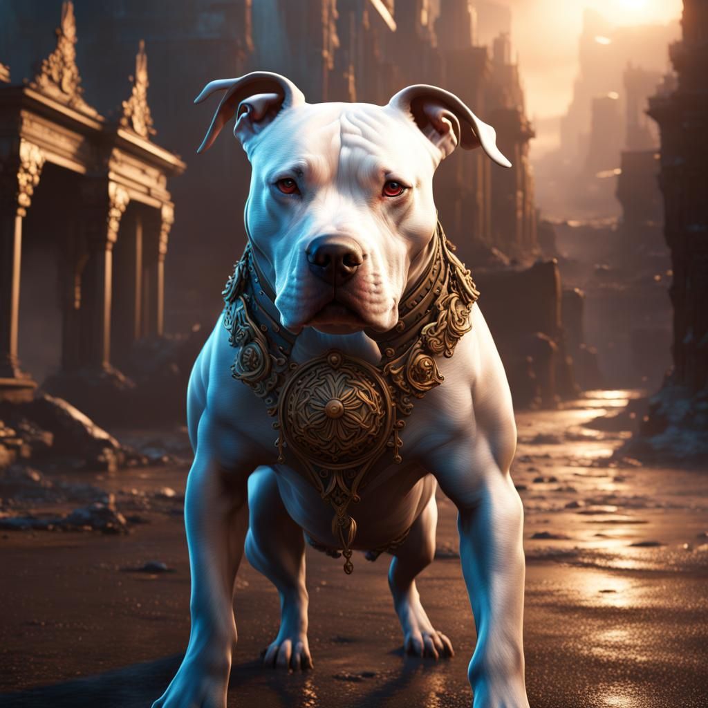 Fantastical Pitbull Detailed Matte Painting