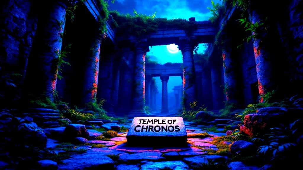 Ancient Temple in Vibrant Moonlit Glory