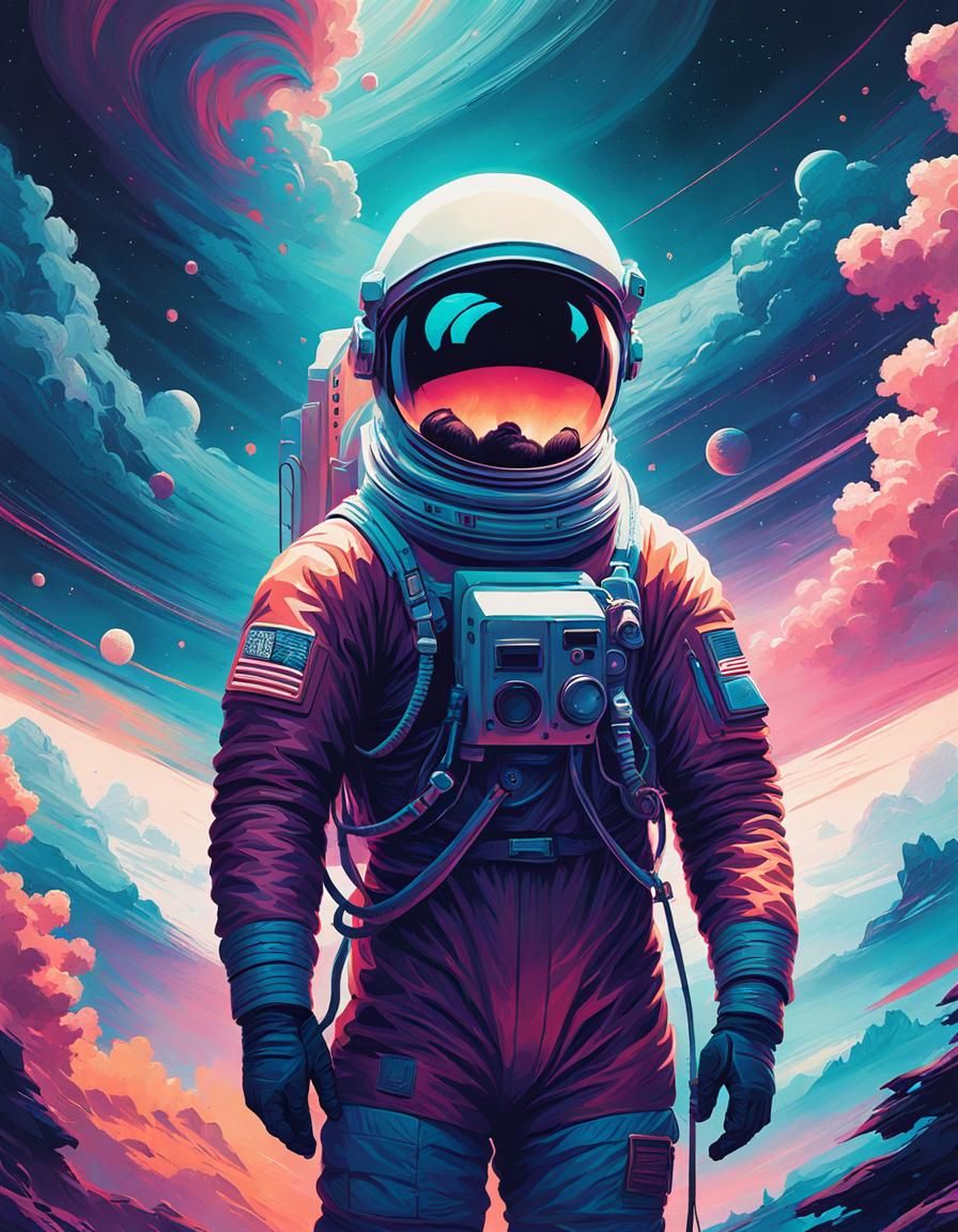 Abstract Astronaut in Analogous Colors, Digital Art
