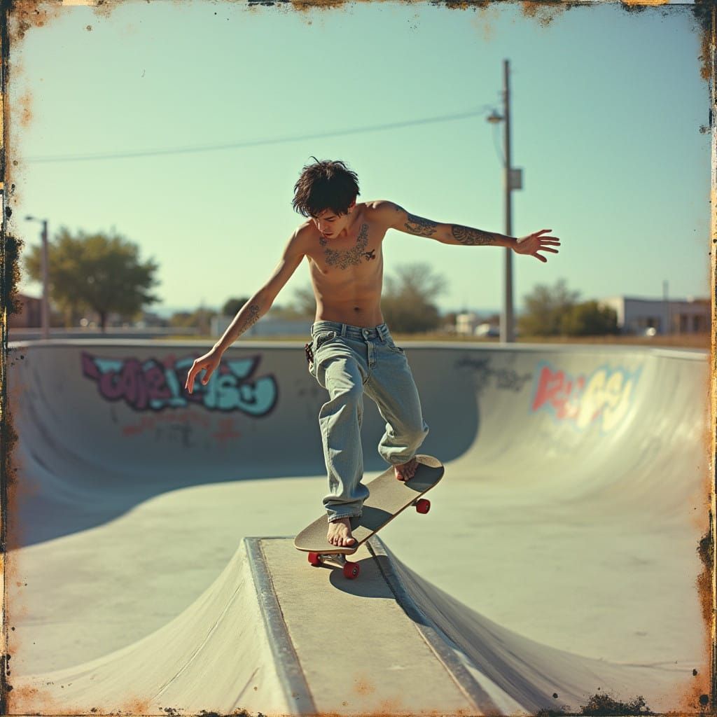 Ultra-Realistic Skateboarding Action in a Graffiti Skatepark