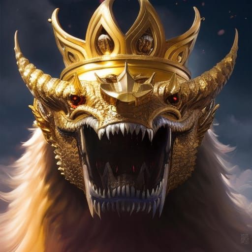 Dragon Head King's Crown: Detailed Fantasy Art