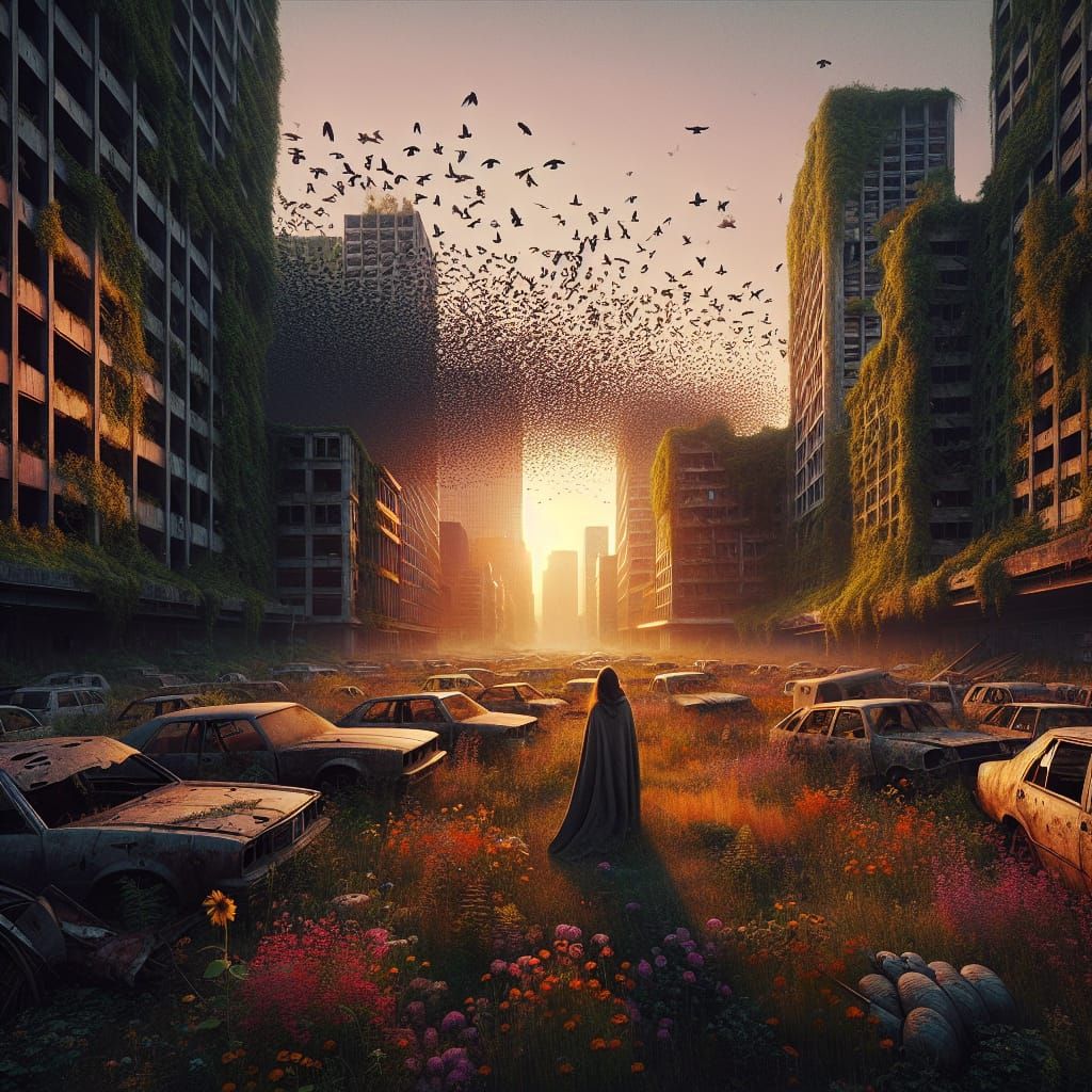 Post-Apocalyptic Urban Landscape at Dusk
