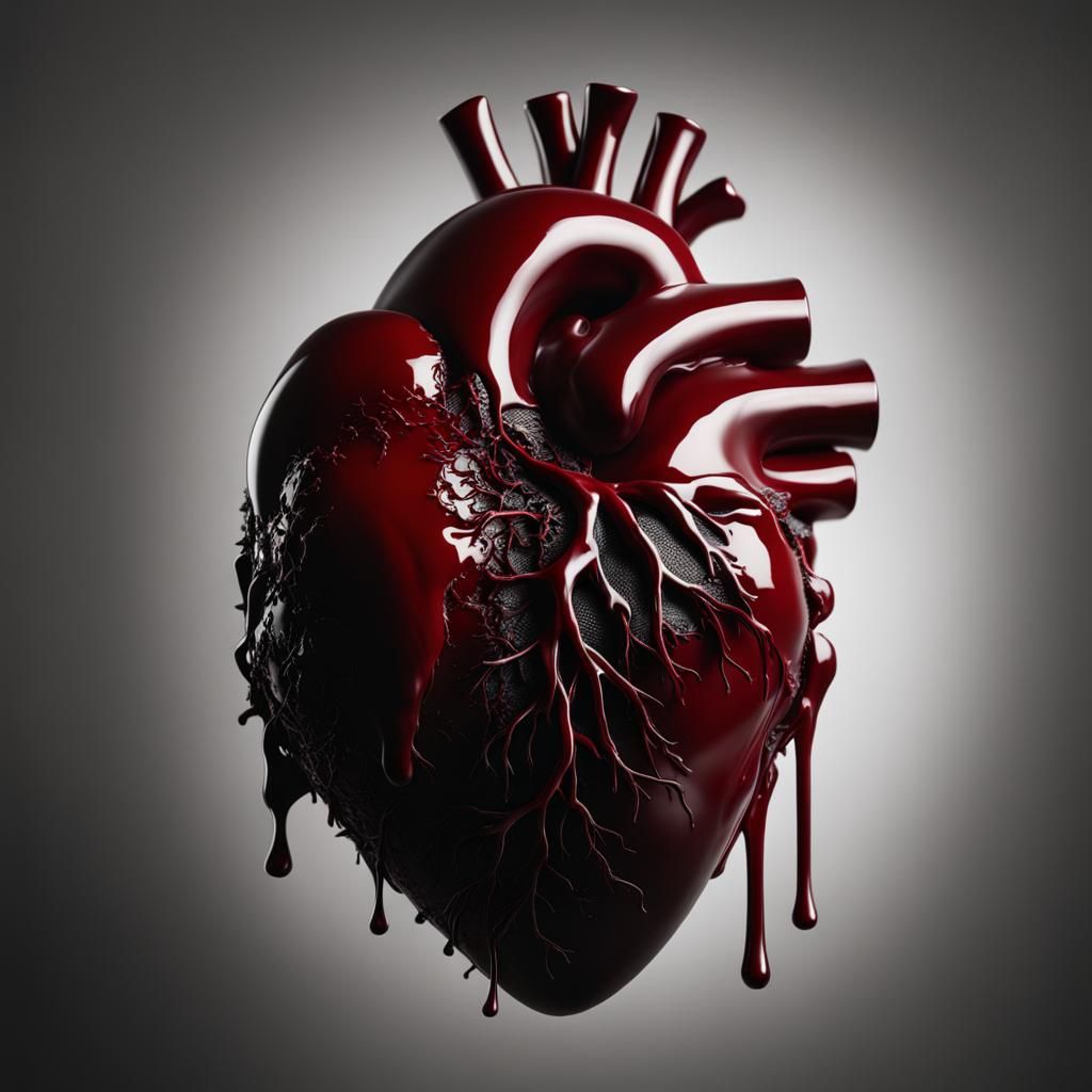 Monochrome Hand Holds Bleeding Red Heart