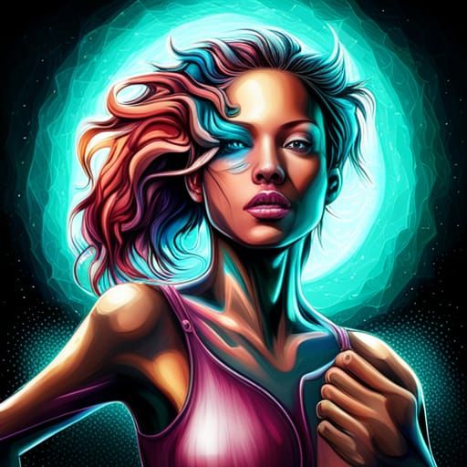 Futuristic Cyborg Beauties in Graffiti Art Style