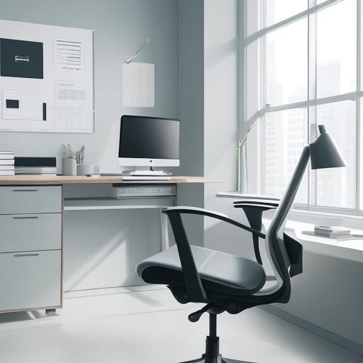 Futuristic Office Concept Art in Neon Pastel Colors