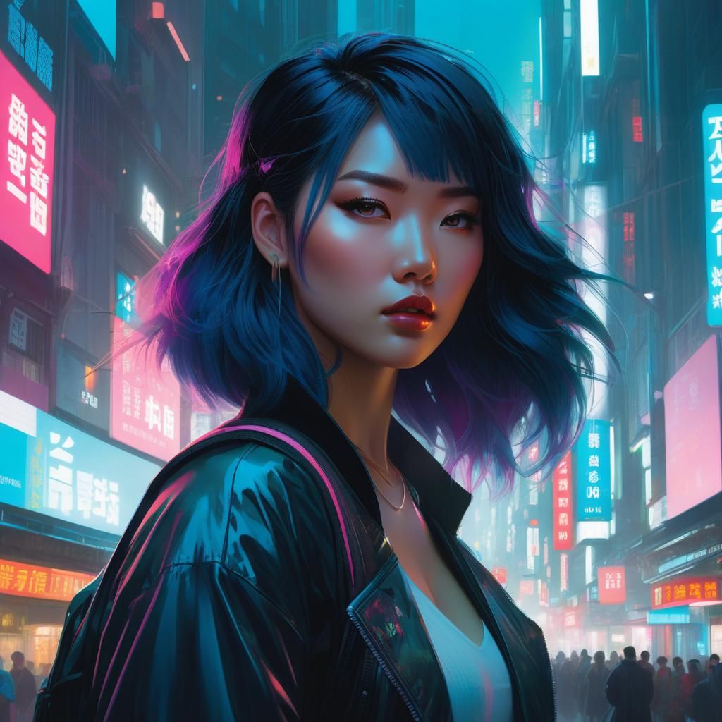 a highly detailed illustration of a beautiful young women in...