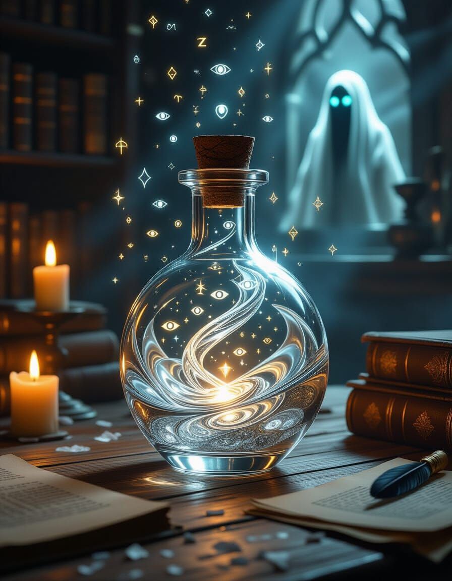 Mysterious Elixir Vial Casting Runes in Luminous Fantasy Rea...