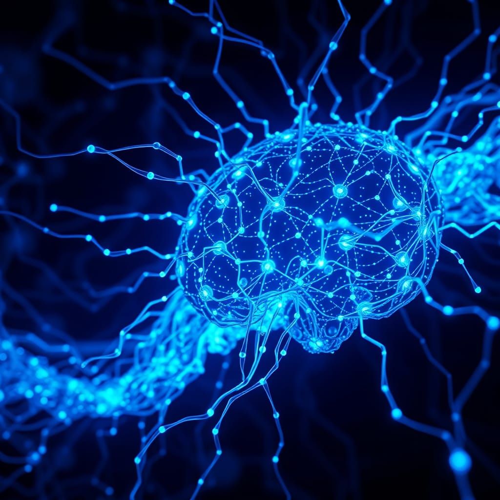 AI Neural Network Projected Virtually in Futuristic Style