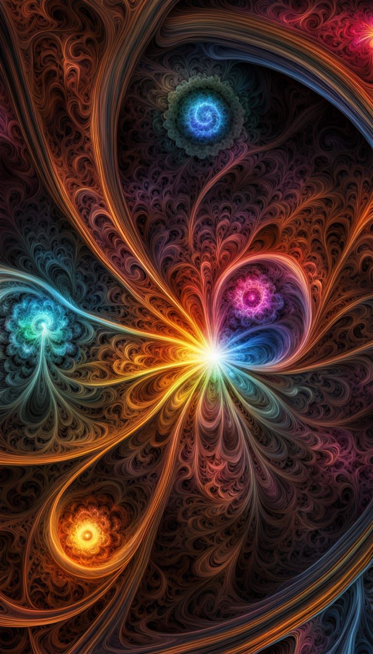 Cosmic Crystal Black Hole Pulling Nebulae, Psychedelic Art