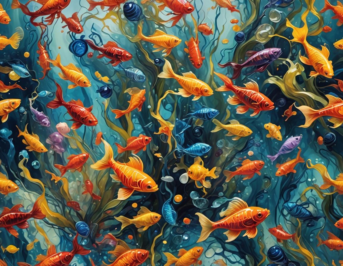 Underwater Glass Art with Fish